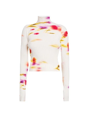 Blossom Flower Rib-Knit Sweater