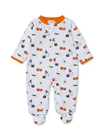 Baby's Halloween Print Cotton Footie