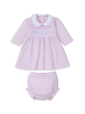 Baby Girl's 2-Piece Waffle-Knit Peter Pan Dress & Bloomers Set