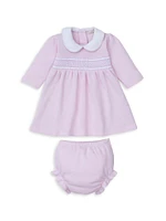 Baby Girl's 2-Piece Waffle-Knit Peter Pan Dress & Bloomers Set