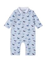 Baby's Airplane Print Coveralls