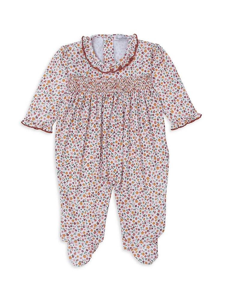 Baby Girl's Ruffle-Trim Floral Print Footie