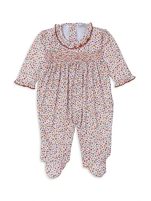 Baby Girl's Ruffle-Trim Floral Print Footie