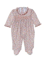 Baby Girl's Ruffle-Trim Floral Print Footie