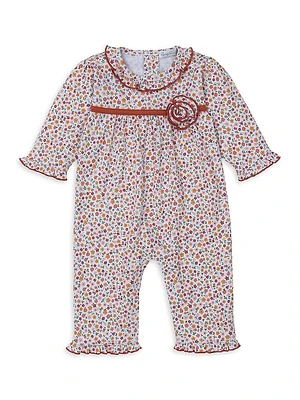 Baby Girl's Floral Print Coveralls