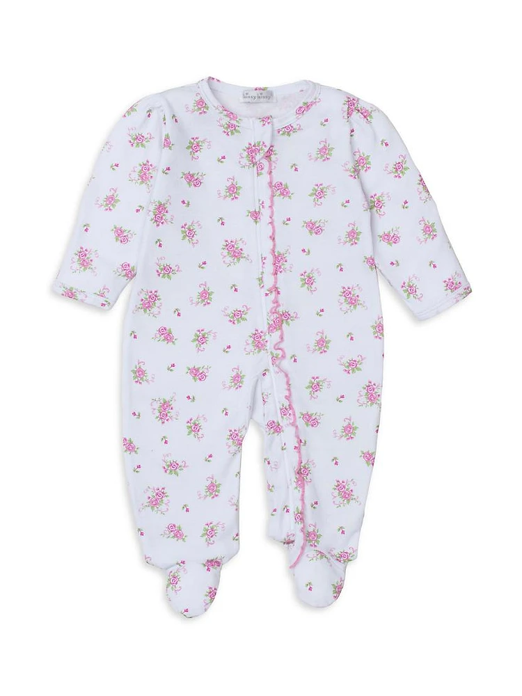 Baby Girl's Floral Ruffled Footie