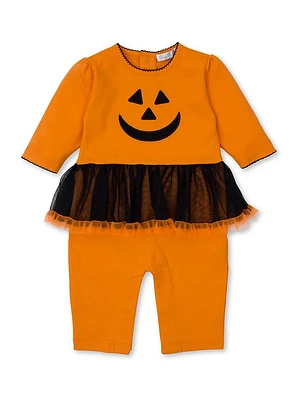 Baby Girl's Jack-O'-Lantern Coveralls