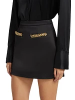 Satin Embellished Miniskirt