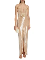 Sequined Column Gown
