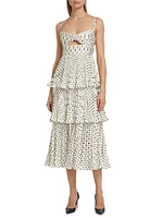 Polka Dot Tiered Midi-Dress