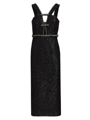 Tinsel Bouclé Diamanté Midi-Dress