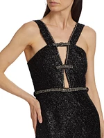 Tinsel Bouclé Diamanté Midi-Dress