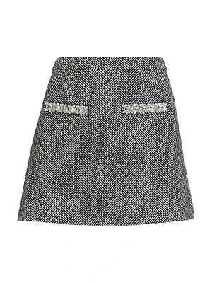 Herringbone Diamanté Miniskirt