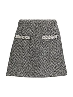 Herringbone Diamanté Miniskirt