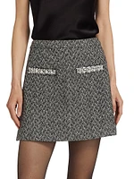 Herringbone Diamanté Miniskirt