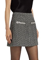 Herringbone Diamanté Miniskirt