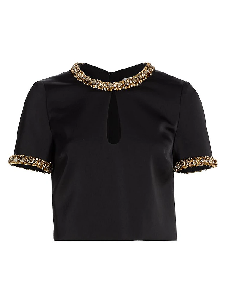 Embellished Satin Top