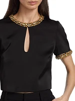 Embellished Satin Top