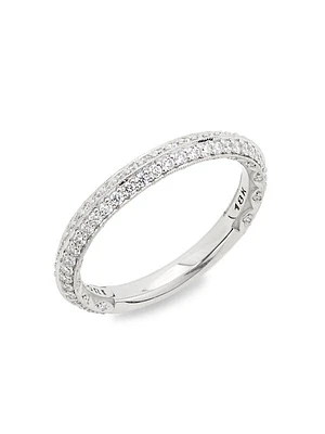 Sculpted Crescent 18K White Gold & 0.53 TCW Diamond Knife-Edge Band