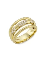 Crescent Eclipse 18K Yellow Gold & 0.30 TCW Diamond 3-Row RIng