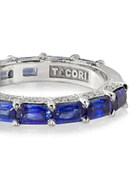 Classic Crescent RoyalT Platinum, Blue Sapphire & 0.21 TCW Diamond Eternity Band