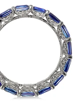 Classic Crescent RoyalT Platinum, Blue Sapphire & 0.21 TCW Diamond Eternity Band