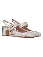 Mary Jane VLogo Locker Slingback Pumps with 60MM Crystals