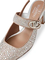 Mary Jane VLogo Locker Slingback Pumps with 60MM Crystals