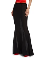 Chiffon Seamed Stretch-Silk Maxi Skirt