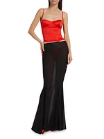 Chiffon Seamed Stretch-Silk Maxi Skirt