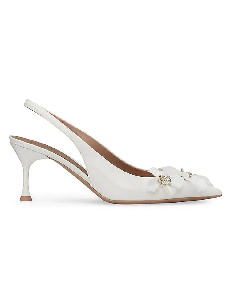 Fleur-Lumière Slingback Pumps in Patent Leather 70MM