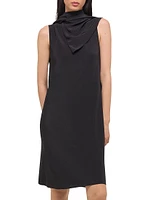 Draped Scarf Silk Dress