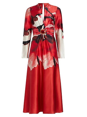 Kiera Silk Long-Sleeve Maxi Dress