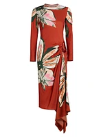 Ananya Floral Draped Midi-Dress