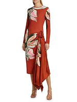 Ananya Floral Draped Midi-Dress