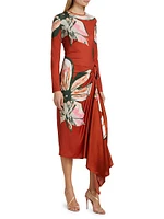 Ananya Floral Draped Midi-Dress