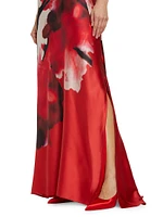 Sherry Abstract Silk Halter Gown