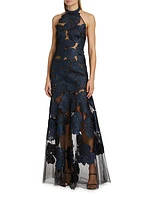 Mab Embroidered Mesh Gown