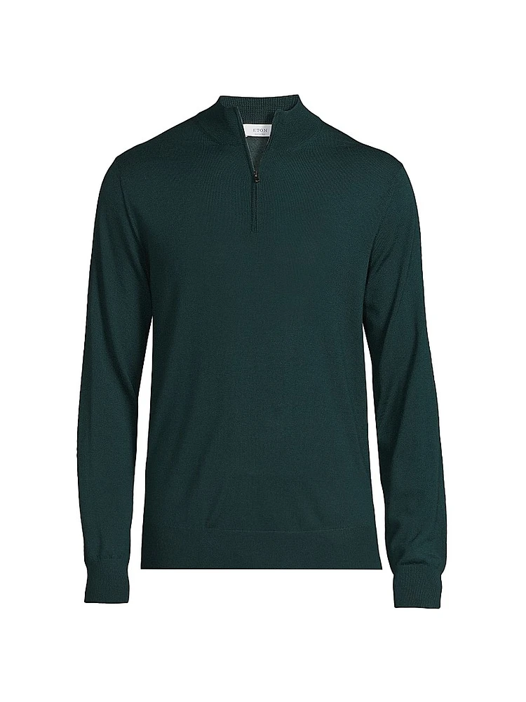 Fine-Knit Wool Quarter-Zip Sweater