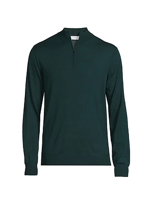 Fine-Knit Wool Quarter-Zip Sweater