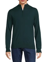 Fine-Knit Wool Quarter-Zip Sweater