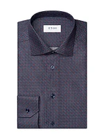 Contemporary-Fit Micro-Paisley Cotton Shirt