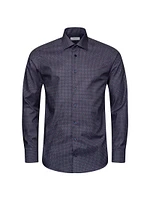 Contemporary-Fit Micro-Paisley Cotton Shirt