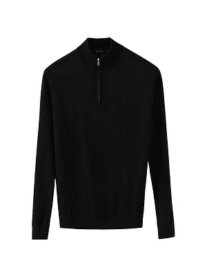 Fine-Knit Wool Quarter-Zip Sweater