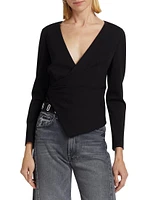 Irina Long-Sleeve Wrap Top