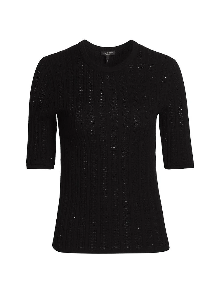 Tina Wool Short-Sleeve Sweater