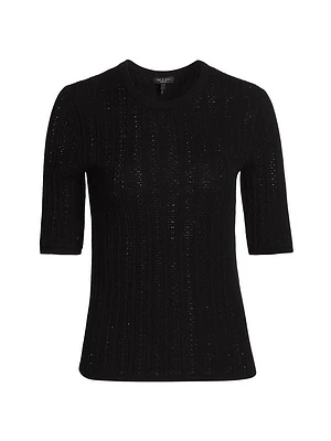 Tina Wool Short-Sleeve Sweater