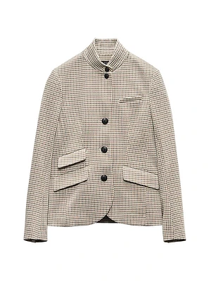 Slade Plaid Stand-Collar Blazer