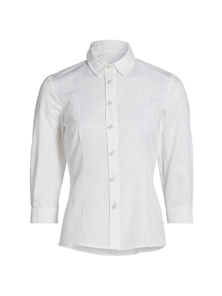 Icon Tailored Pearl-Button Blouse