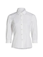 Icon Tailored Pearl-Button Blouse